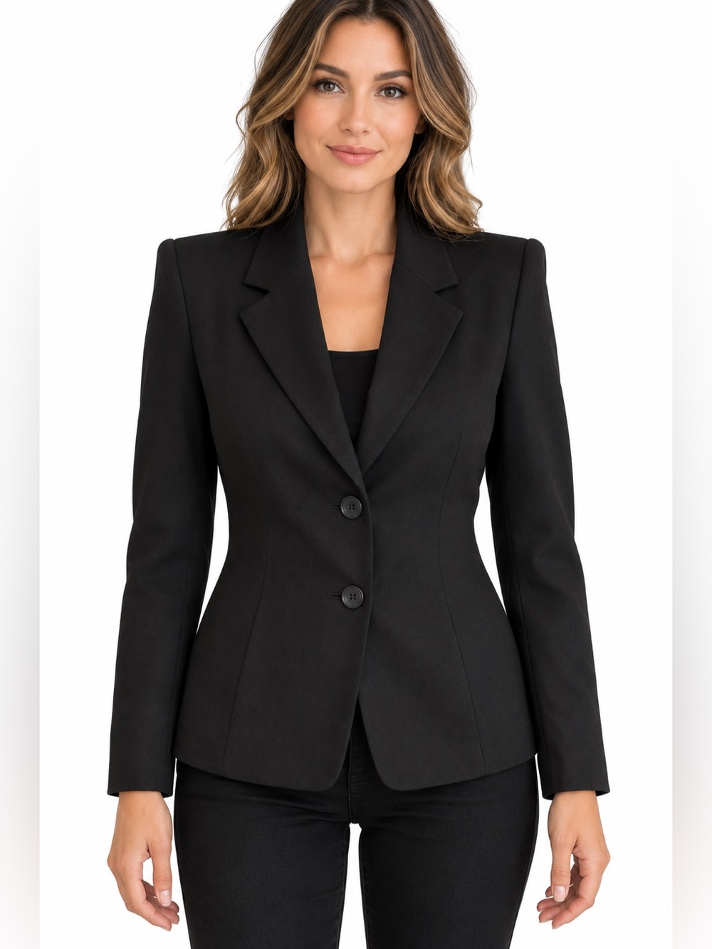 Caslon Black Tailored Shoulder Pad Blazer Petite 6